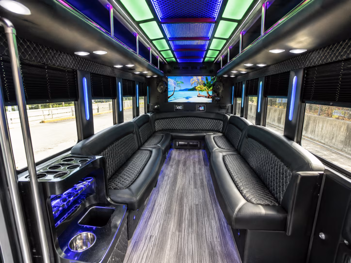 high point 18 passenger party bus inside