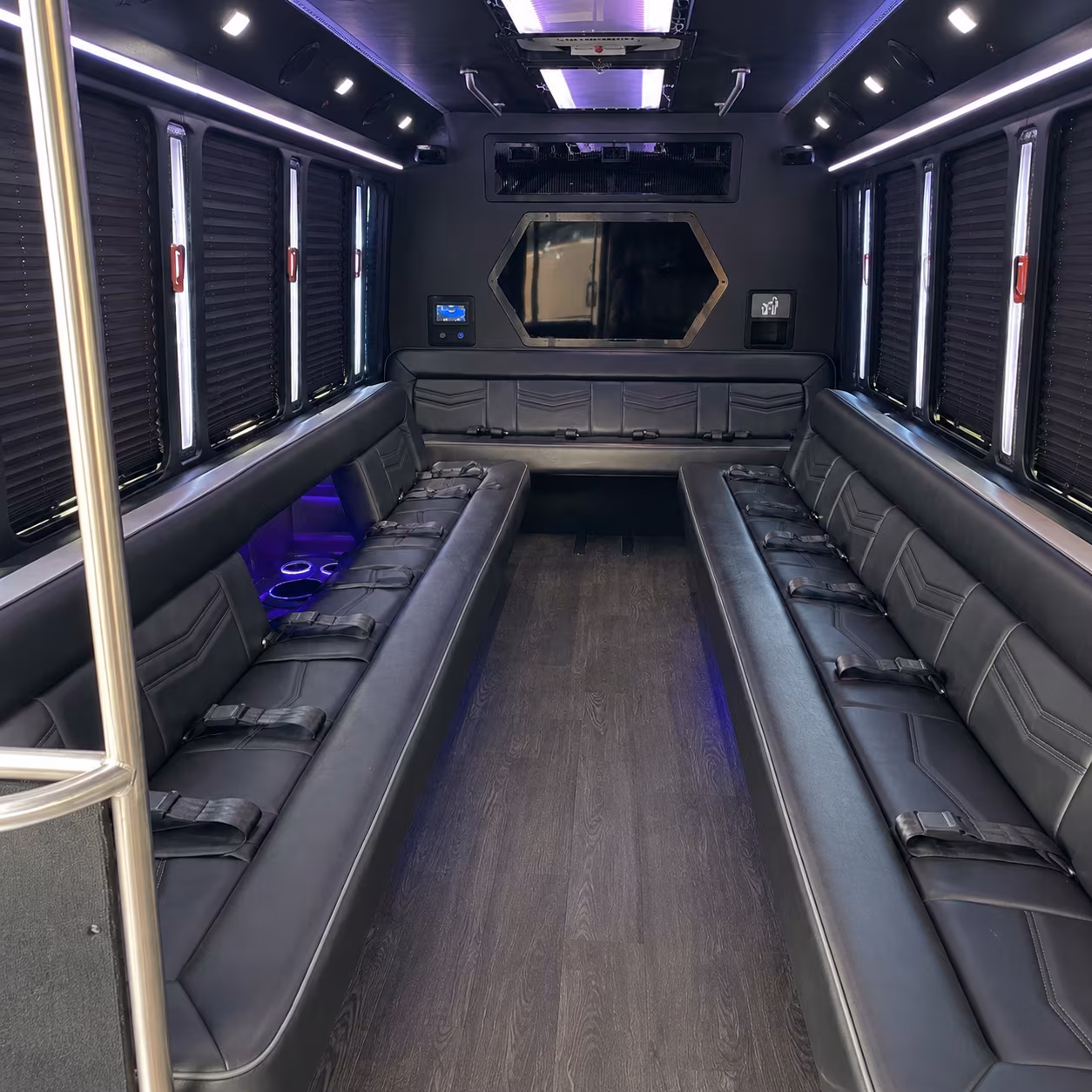 high point 18 passenger party bus interior
