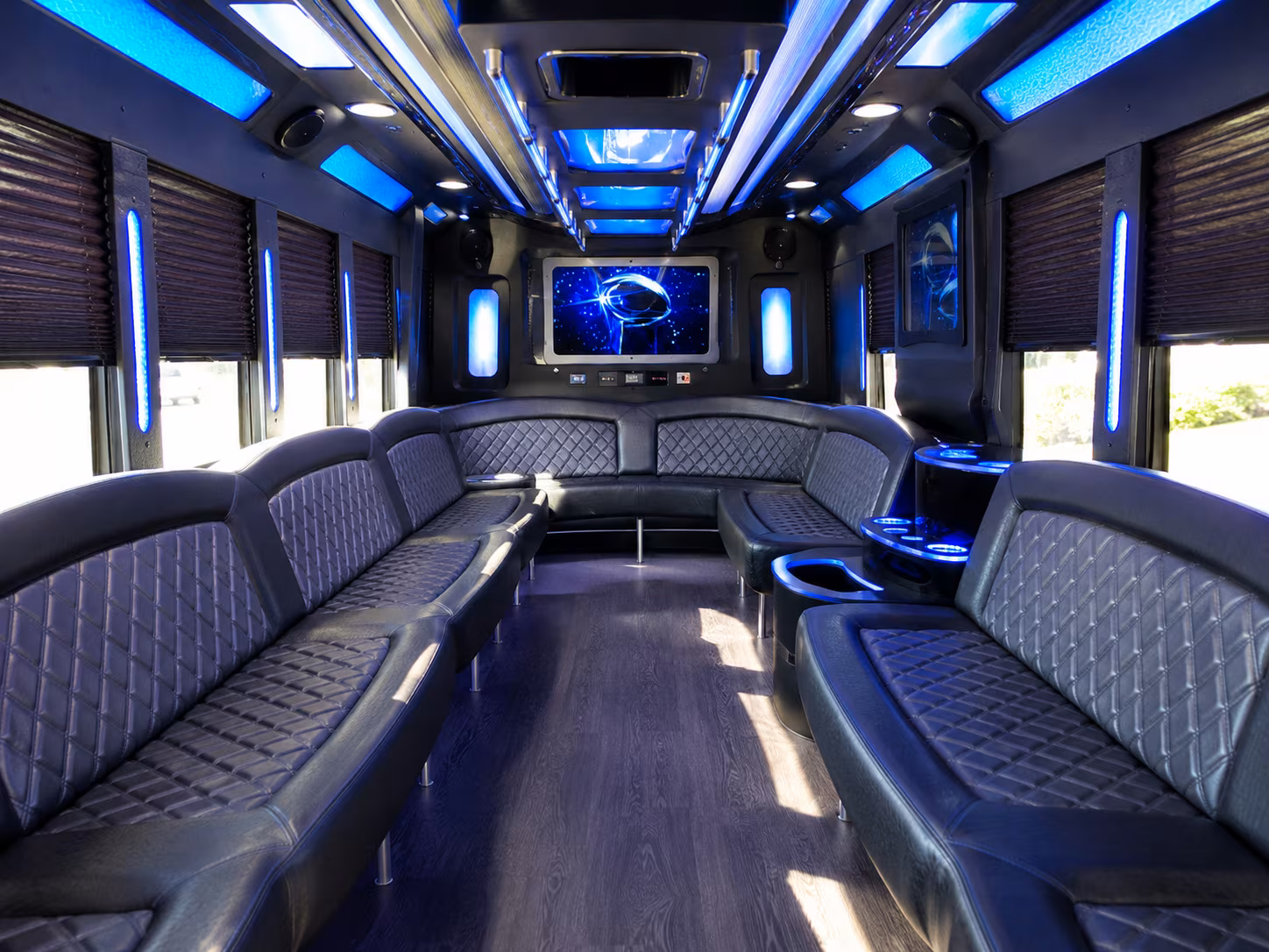 high point 28 passenger party bus inside