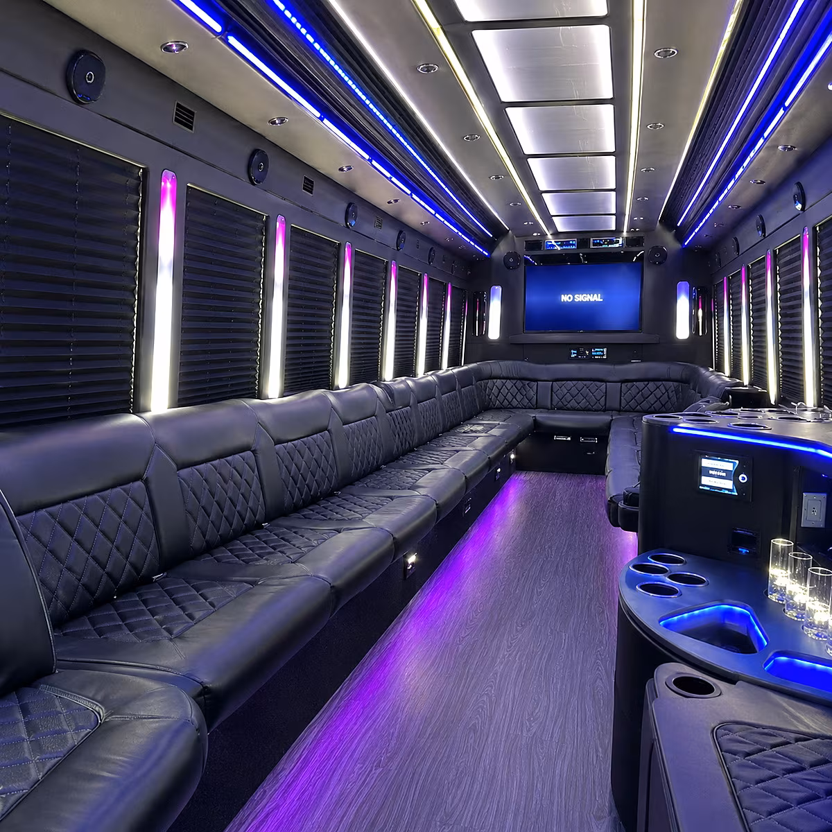 high point 30 passenger party bus inside
