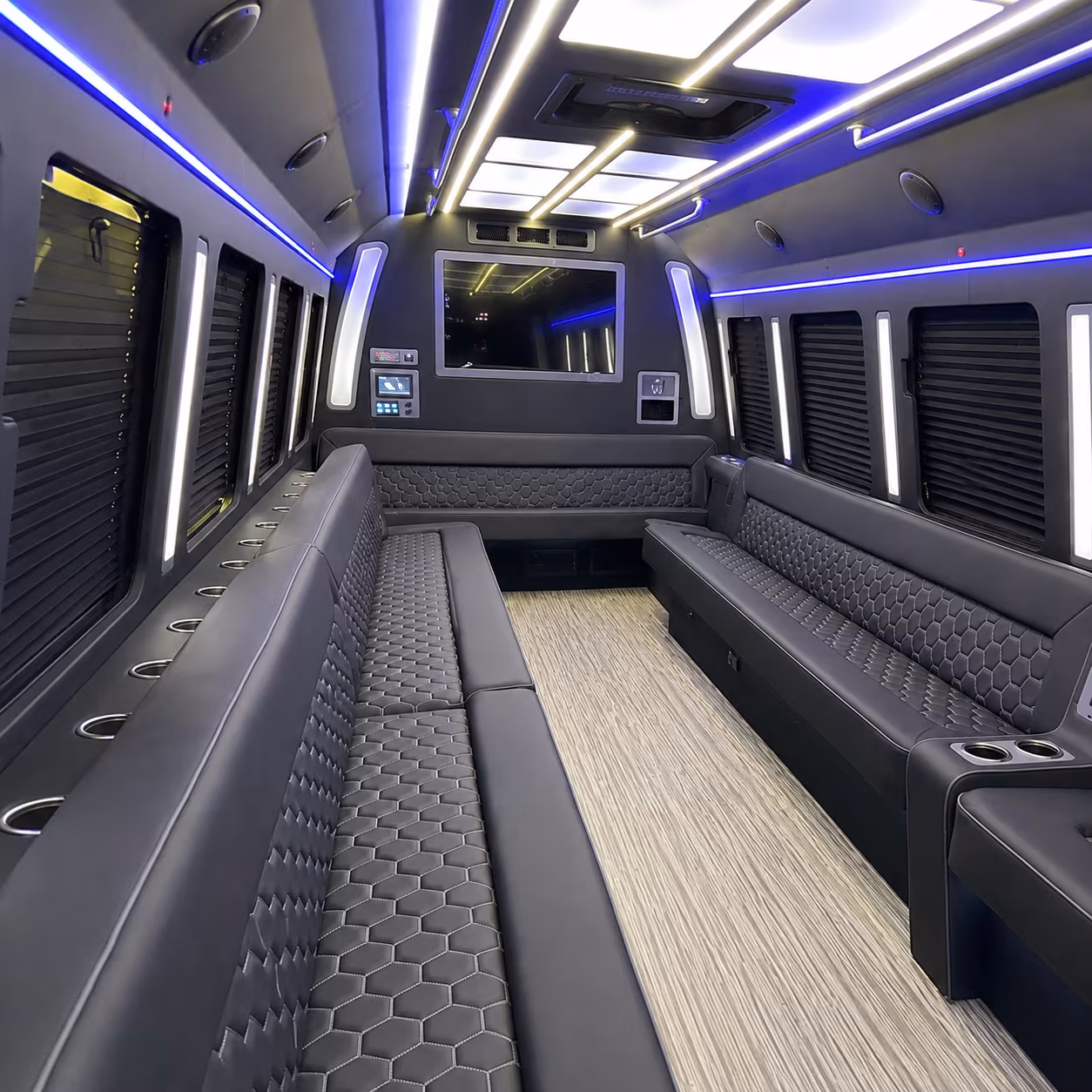 high point 40 passenger party bus inside