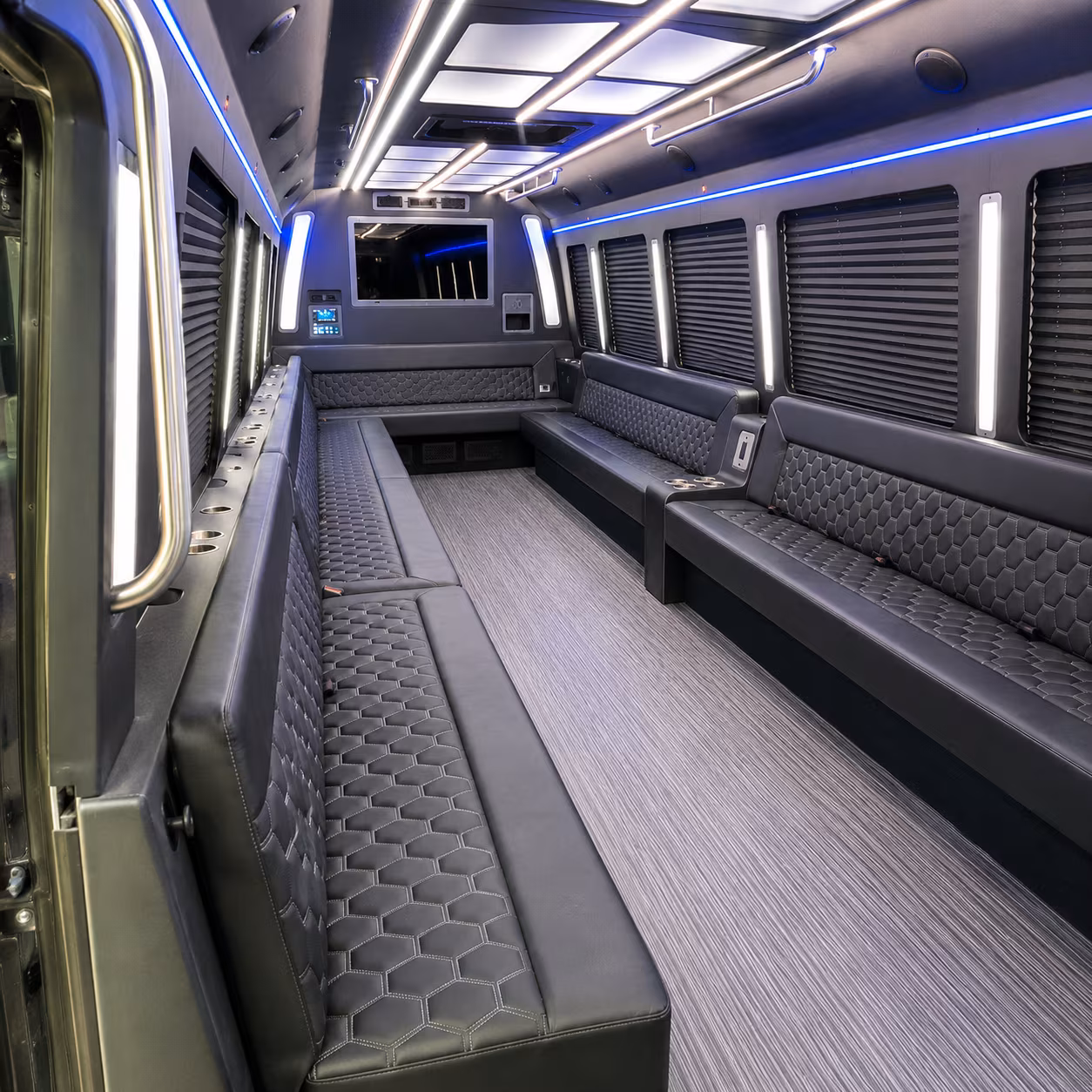 high point 40 passenger party bus interior