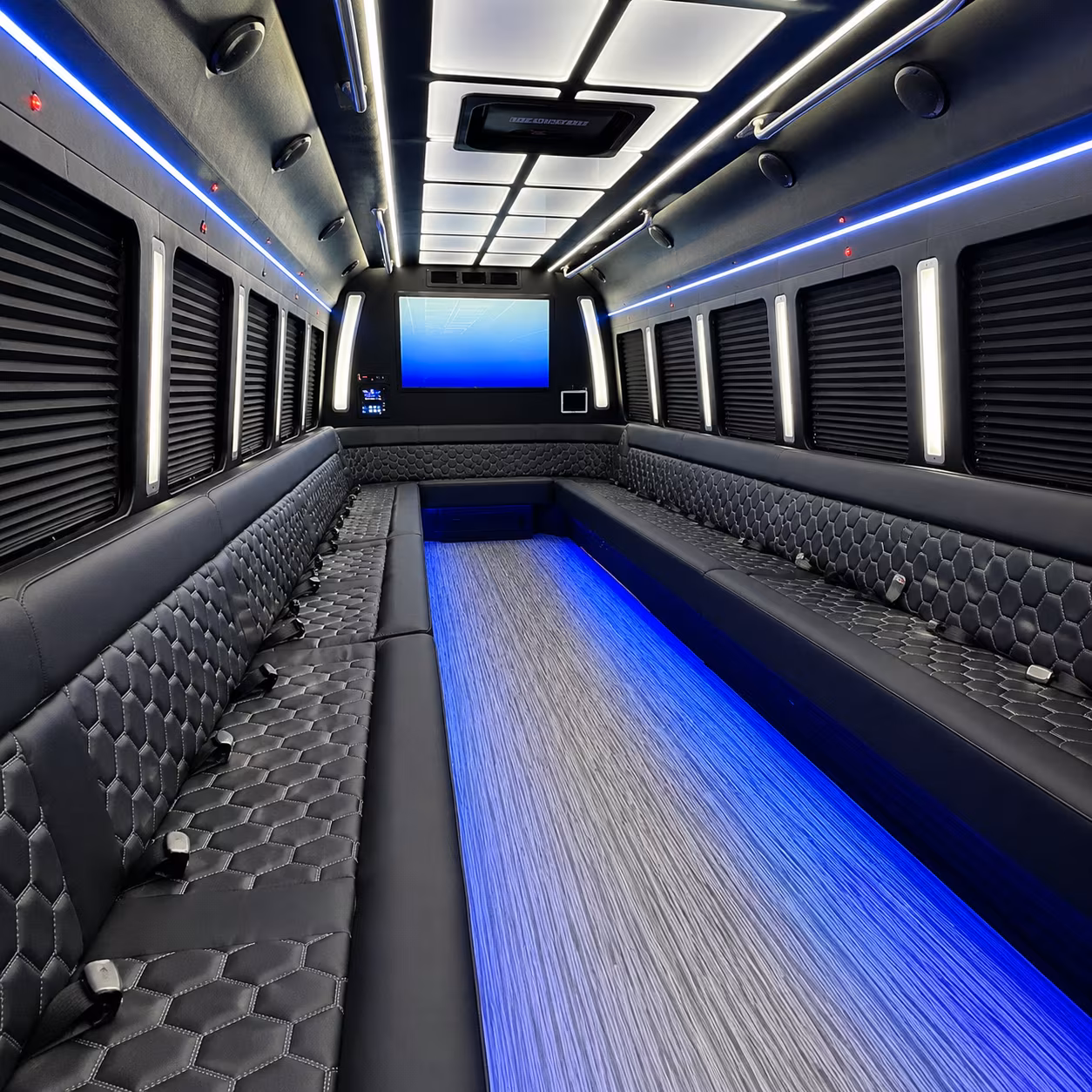 high point 50 passenger party bus inside