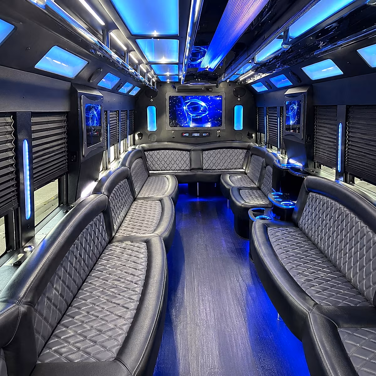 high point 50 passenger party bus interior